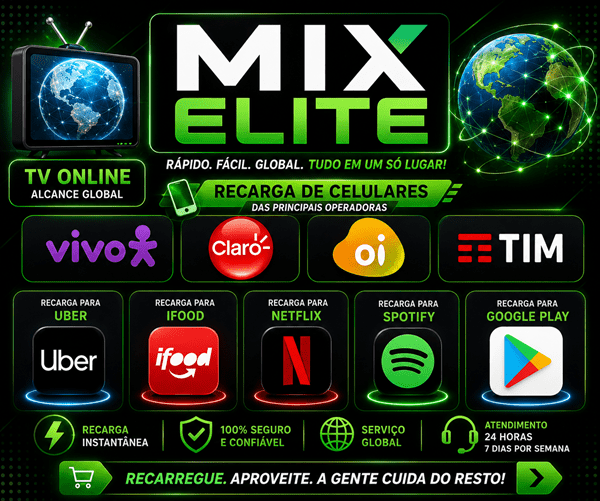 TV Online, Recarga de Celular, Uber, Ifood, Spotify e Google Play